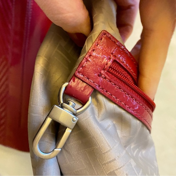 Cole Haan Laury Quilted Patent Leather Purse Handbag Ruby Red Shoulder Bag New - Picture 10 of 16